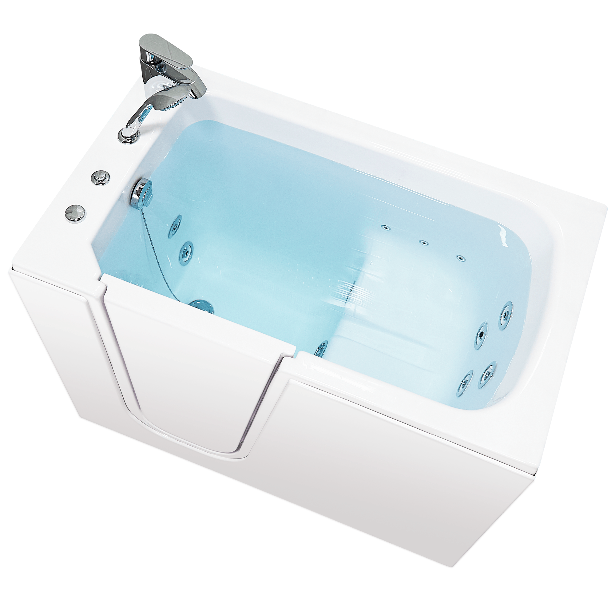 Ella Flow Acrylic Hydro Massage Walk in Tub 28"x48", Inward Swing Door, 2 Piece Fast Fill Faucet Bath Tub Ella's Bubbles