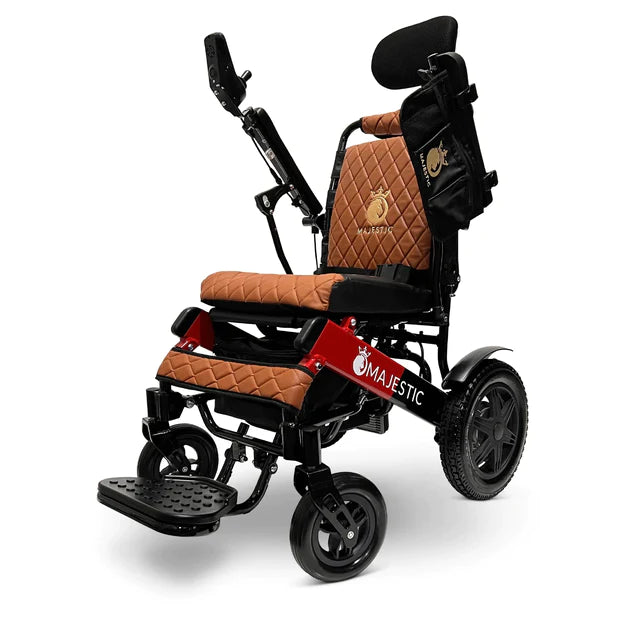 ComfyGo Majestic IQ-9000 Long Range Electric Wheelchair With Auto Recline Electric Wheelchair ComfyGo Black & Red Taba 17.5 inches