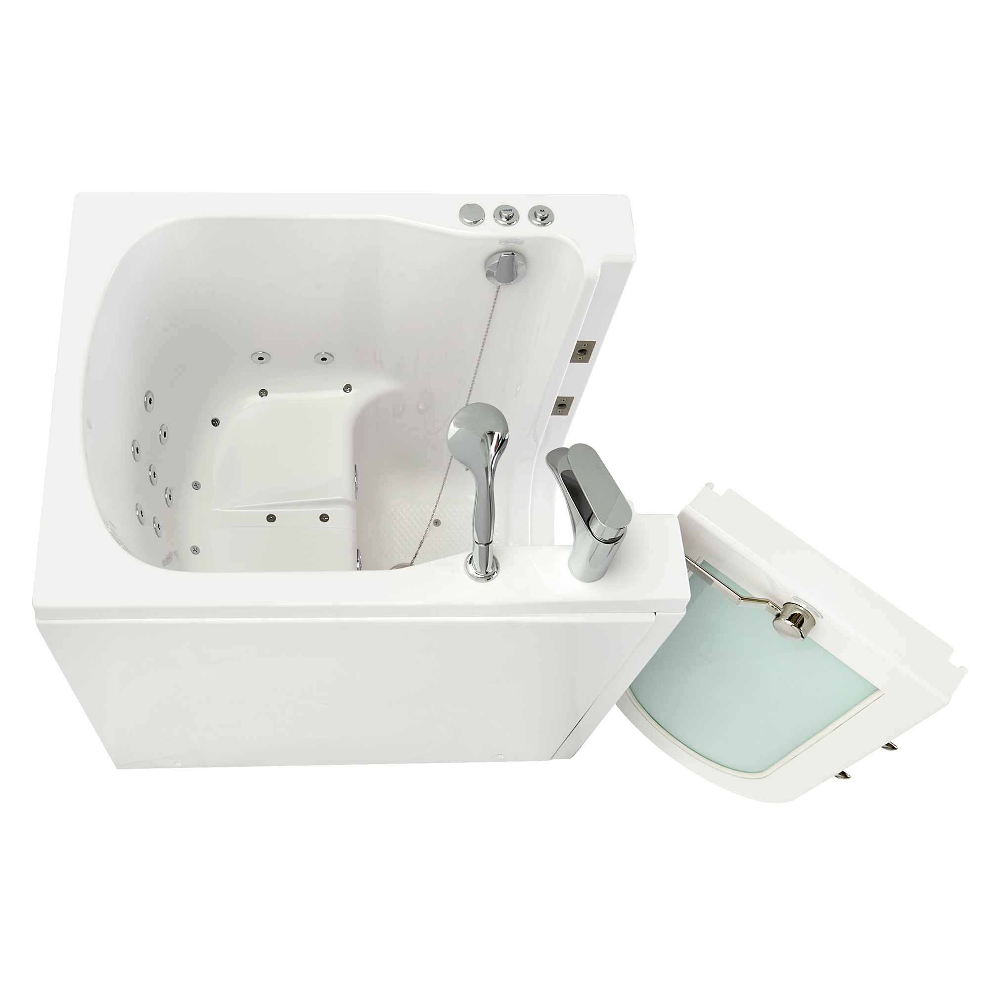 Ella Front Entry 32"x40" Acrylic Air and Hydro Massage Walk-In Bathtub with Outward Swing Door, 2 Piece Fast Fill Faucet, 2" Drain Bath Tub Ella's Bubbles