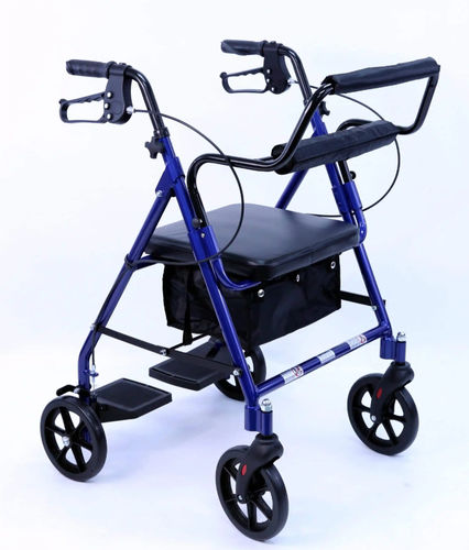 Karman R-4602-T Rollator and Transport Combo with Flip-up Footplate and Padded Seat Walkers & Rollators Karman Healthcare Blue