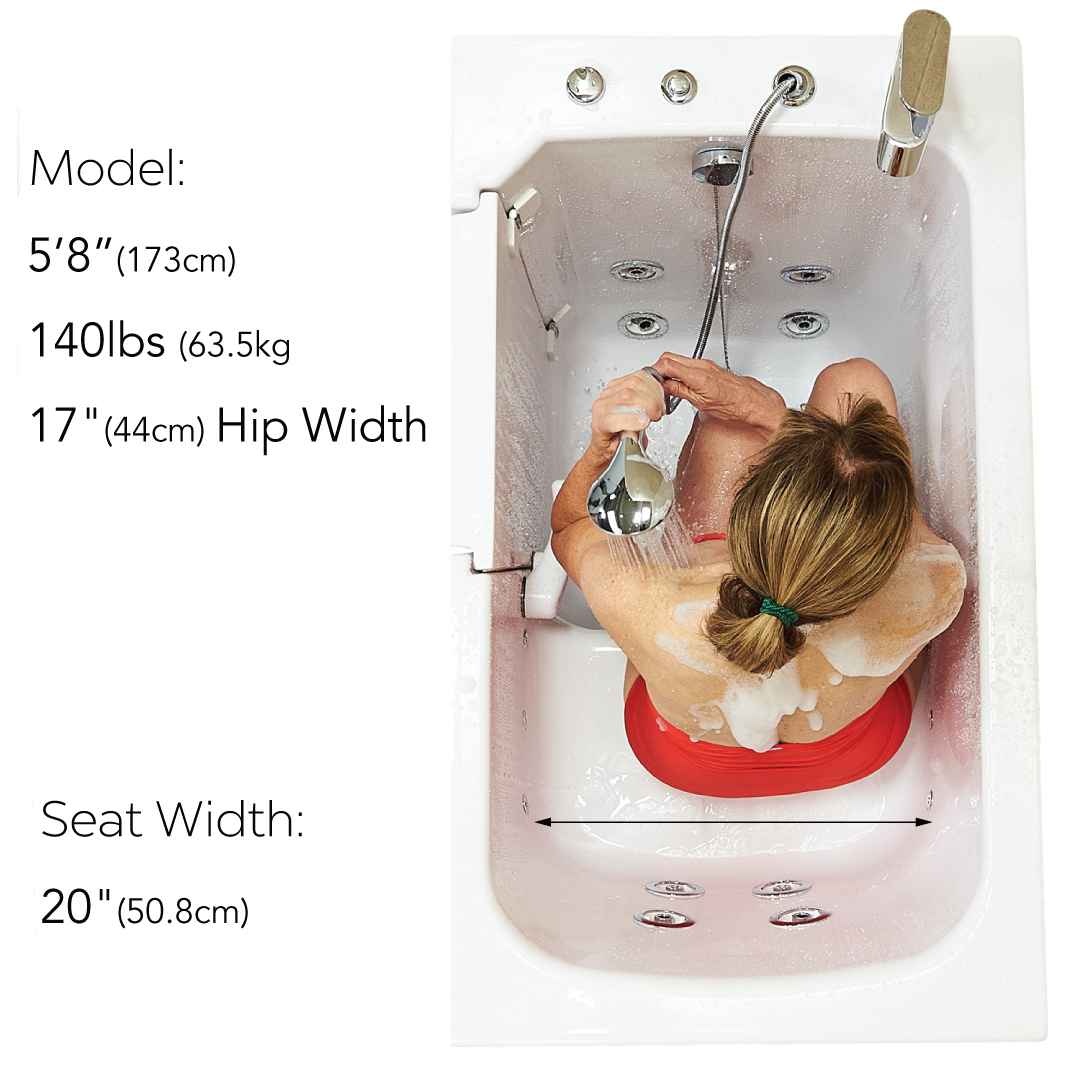 Ella Flow Acrylic Hydro Massage Walk in Tub 28"x48", Inward Swing Door, 2 Piece Fast Fill Faucet Bath Tub Ella's Bubbles