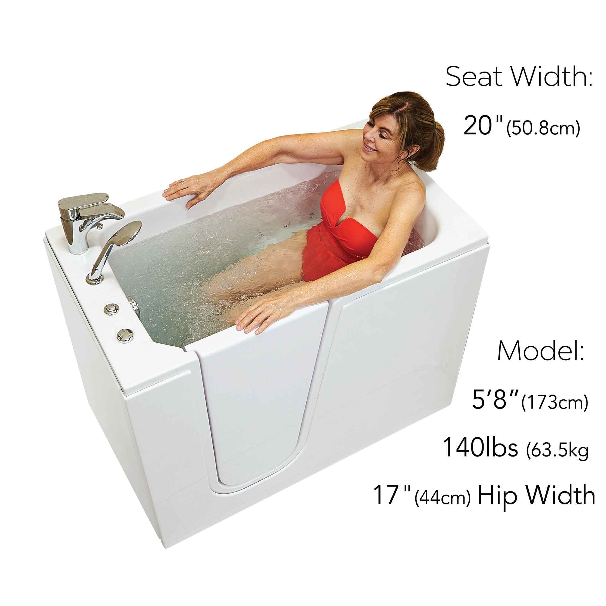 Ella Flow Acrylic Hydro Massage Walk in Tub 28"x48", Inward Swing Door, 2 Piece Fast Fill Faucet Bath Tub Ella's Bubbles