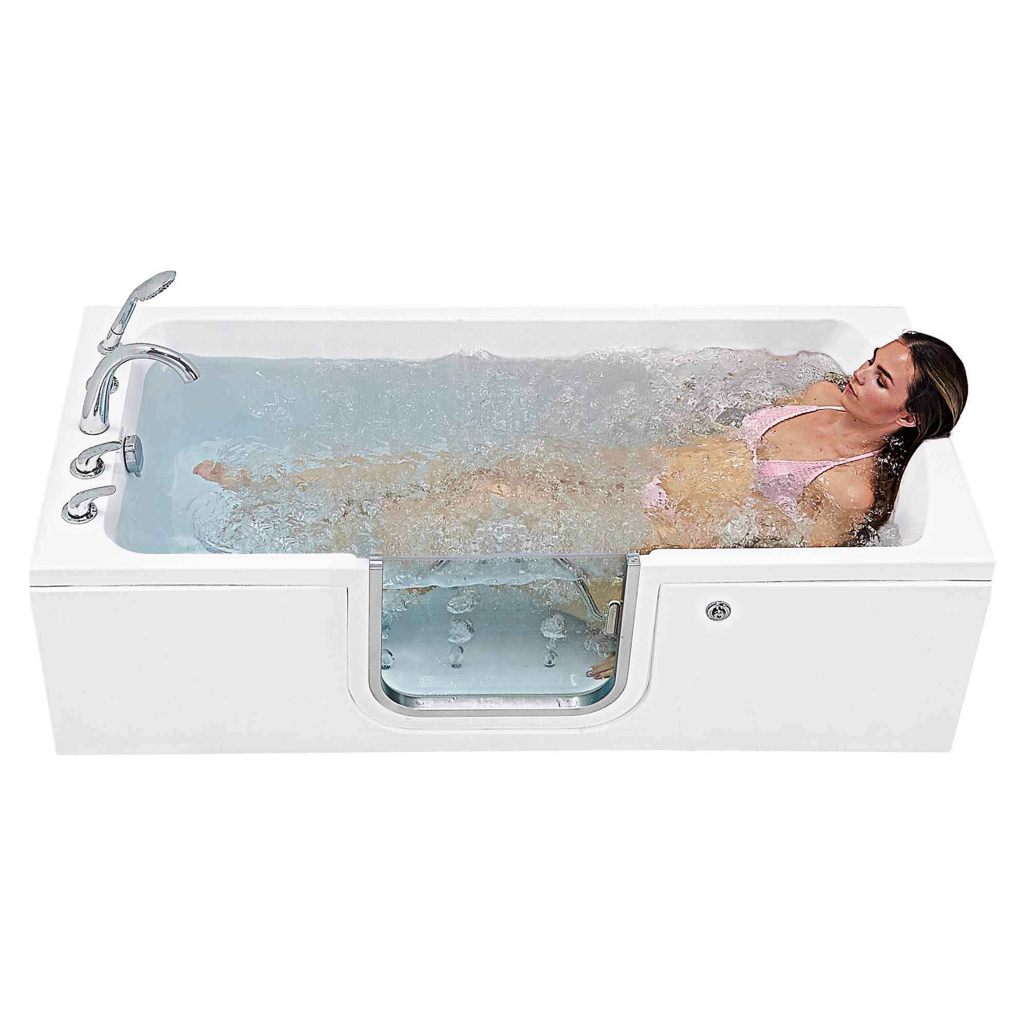 Ella's Bubbles Laydown 32x72 Air Massage Walk-In-Bathtub Left Drain, 5 Piece Fast Fill Faucet Bath Tub Ella's Bubbles