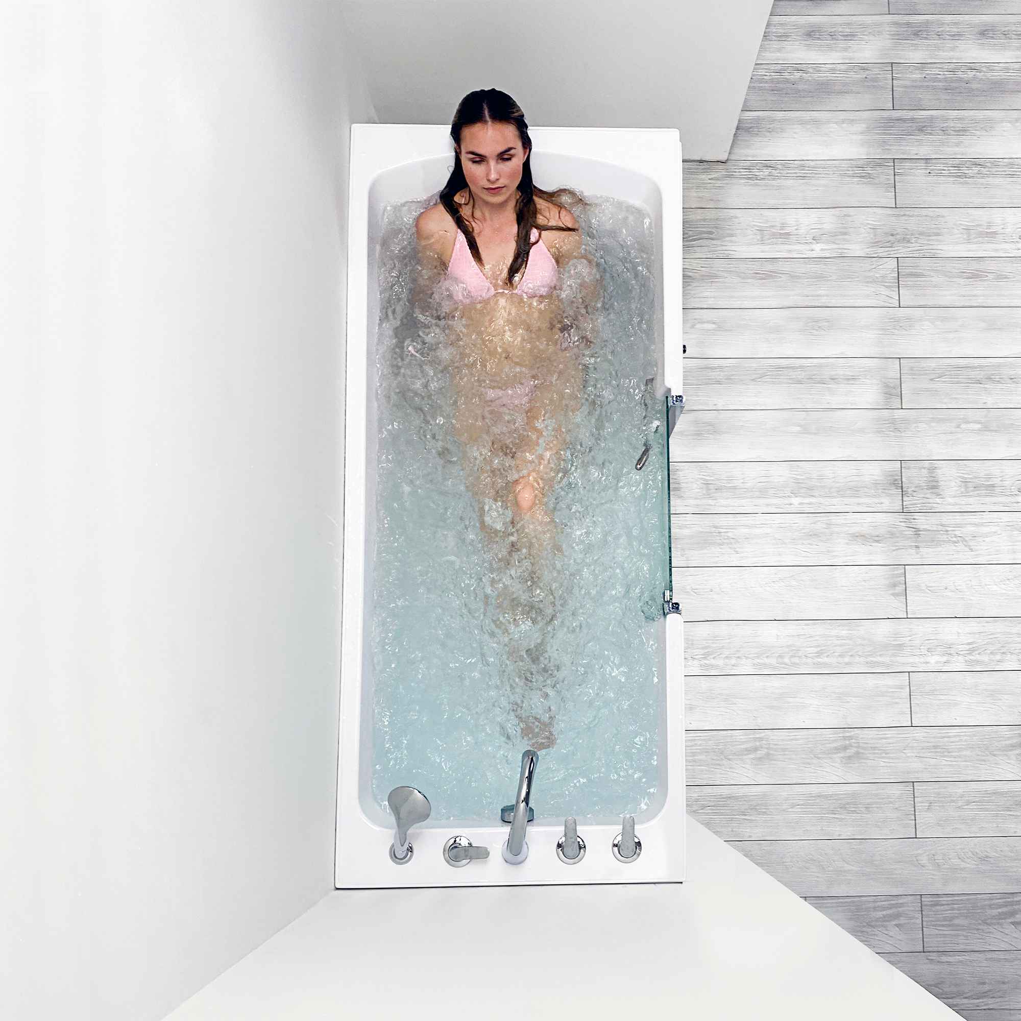 Ella's Bubbles Laydown 32x72 Air Massage Walk-In-Bathtub Left Drain, 5 Piece Fast Fill Faucet Bath Tub Ella's Bubbles