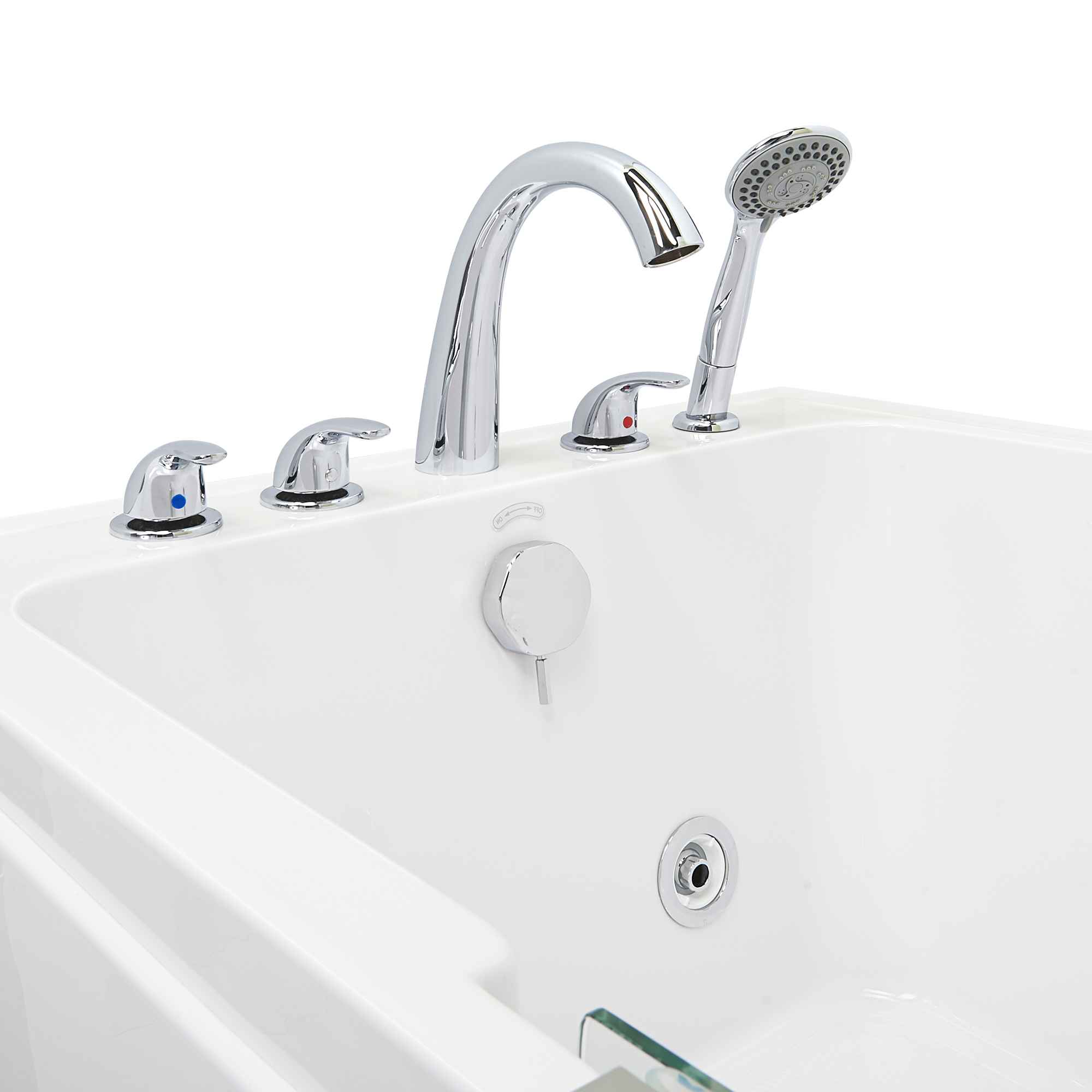 Ella's Bubbles Laydown 32x72 Hydro Massage Walk In Bathtub, 5 Piece Fast Fill Faucet Bath Tub Ella's Bubbles