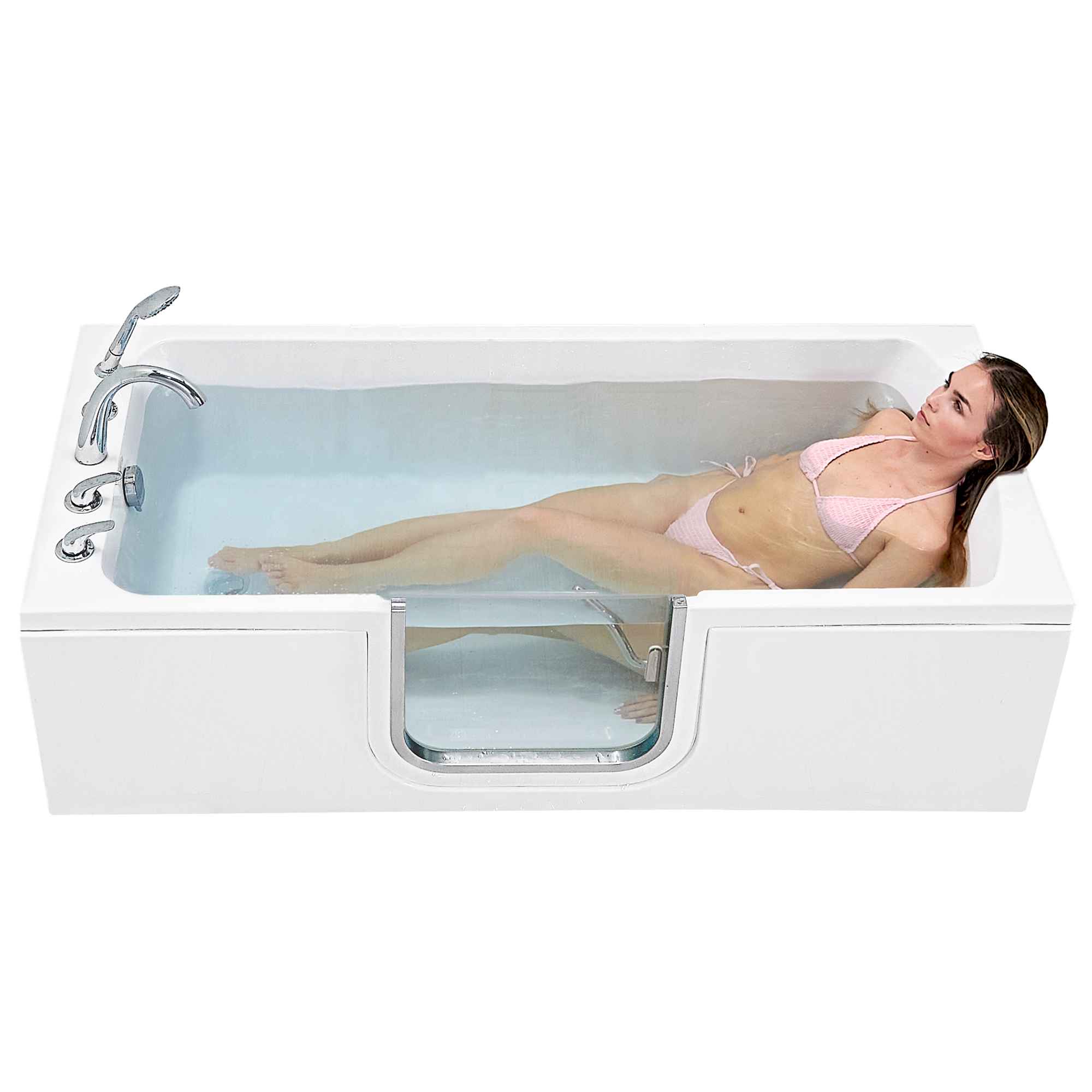 Ella's Bubbles Laydown 32x72 Soaking Walk In Bathtub, 5 Piece Fast Fill Faucet Bath Tub Ella's Bubbles