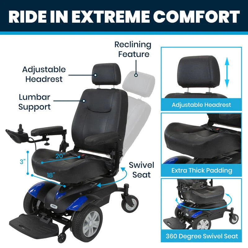 Vive Health MOB1054BLU Electric Wheelchair Model: V Electric Wheelchair Vive Health