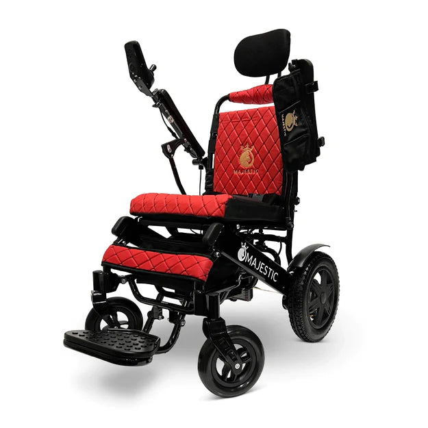 ComfyGo Majestic IQ-9000 Long Range Electric Wheelchair With Auto Recline Electric Wheelchair ComfyGo Black Red 17.5 inches