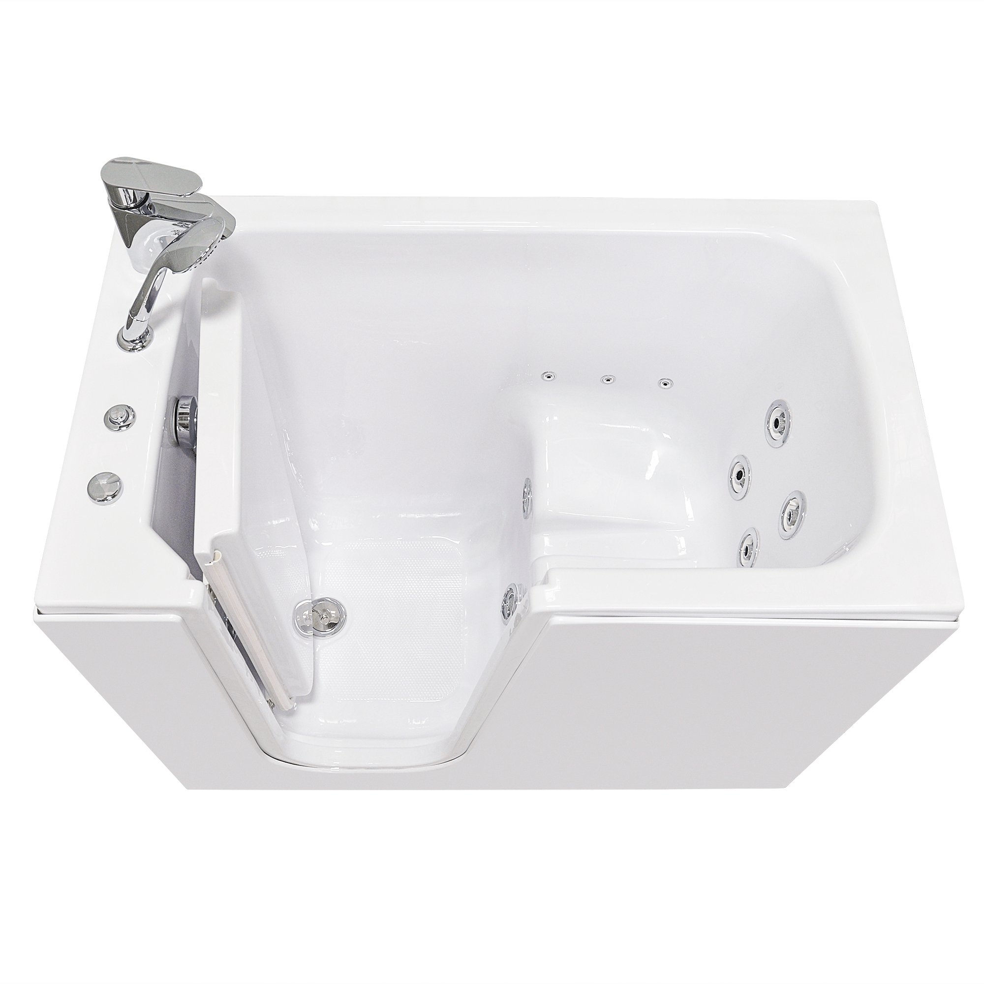 Ella Flow Acrylic Hydro Massage Walk in Tub 28"x48", Inward Swing Door, 2 Piece Fast Fill Faucet Bath Tub Ella's Bubbles