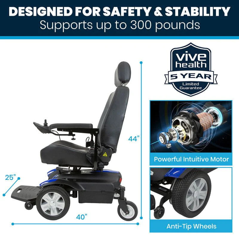 Vive Health MOB1054BLU Electric Wheelchair Model: V Electric Wheelchair Vive Health