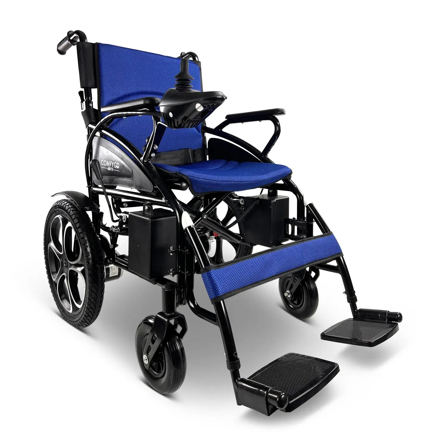 ComfyGo 6011 Folding Electric Wheelchair Electric Wheelchair ComfyGo Blue 13 Miles Range (12AH Battery)