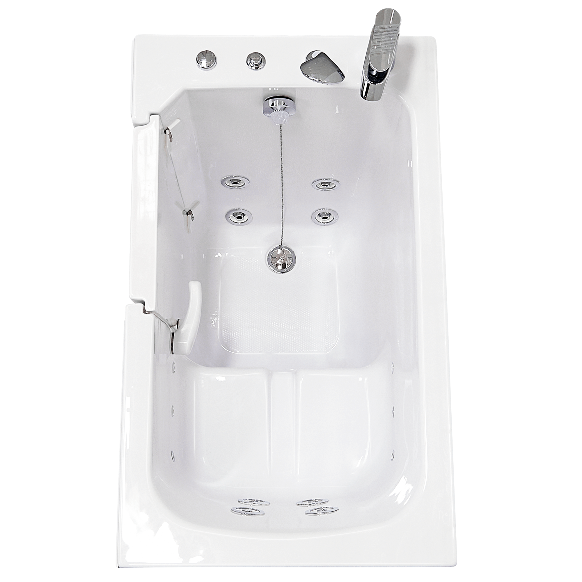 Ella Flow Acrylic Hydro Massage Walk in Tub 28"x48", Inward Swing Door, 2 Piece Fast Fill Faucet Bath Tub Ella's Bubbles