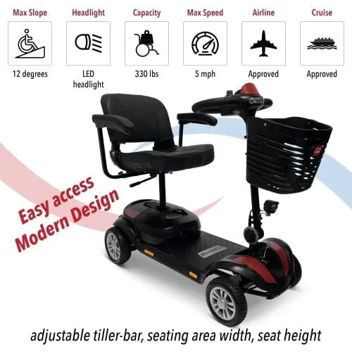 ComfyGo Z-4 Electric Powered 4-Wheel Mobility Scooter with 5 Part Detachable Frame Mobility Scooter ComfyGo