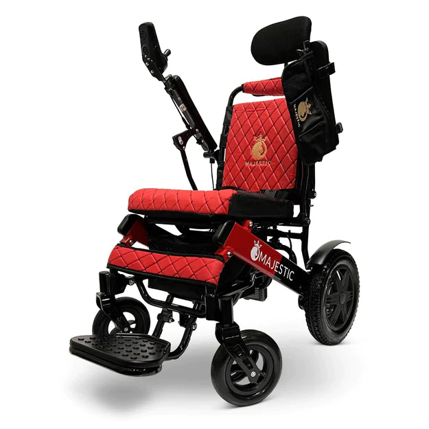 ComfyGo Majestic IQ-9000 Long Range Electric Wheelchair With Auto Recline Electric Wheelchair ComfyGo Black & Red Red 17.5 inches