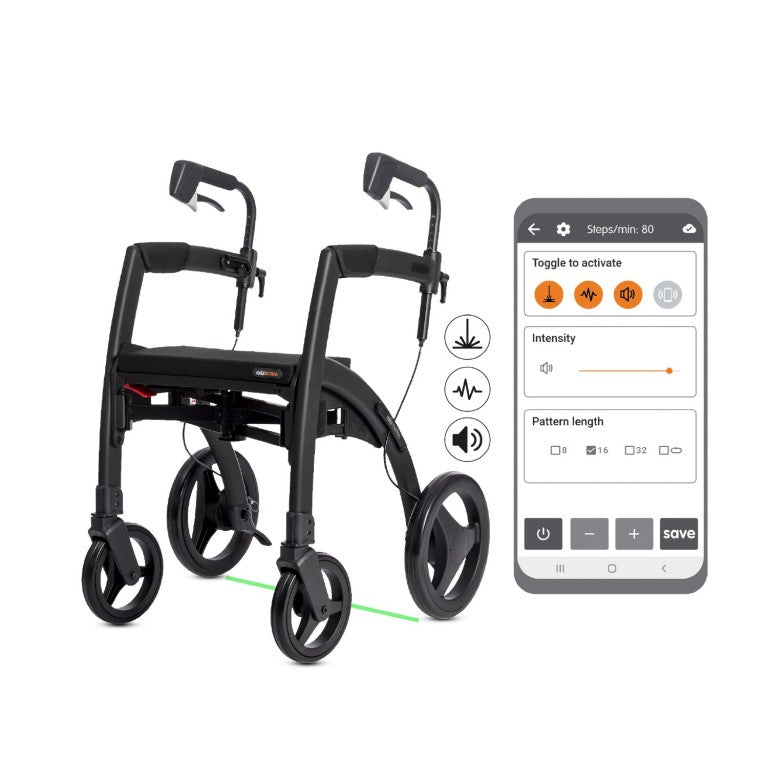 Rollz Motion Rhythm in Matt Black Rollator Accessory Rollz 1 laser (standard)