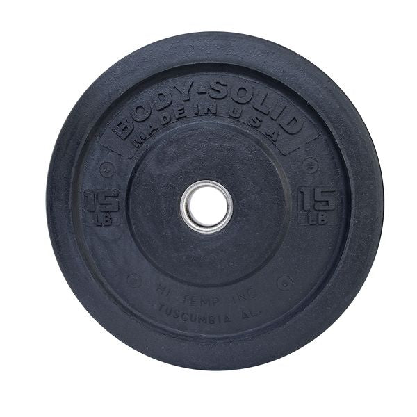 Body-Solid Premium Bumper Plates OBPH With Black Olympic Bar Set Bumper Plates Body-Solid