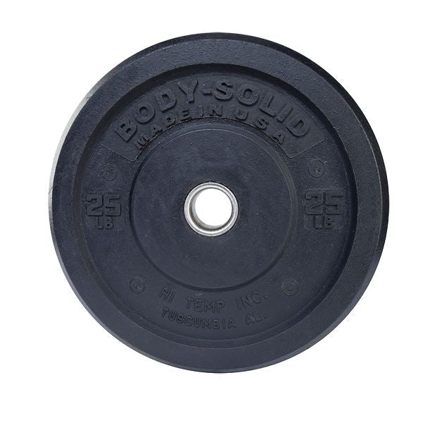 Body-Solid Premium Bumper Plates OBPH With Black Olympic Bar Set Bumper Plates Body-Solid