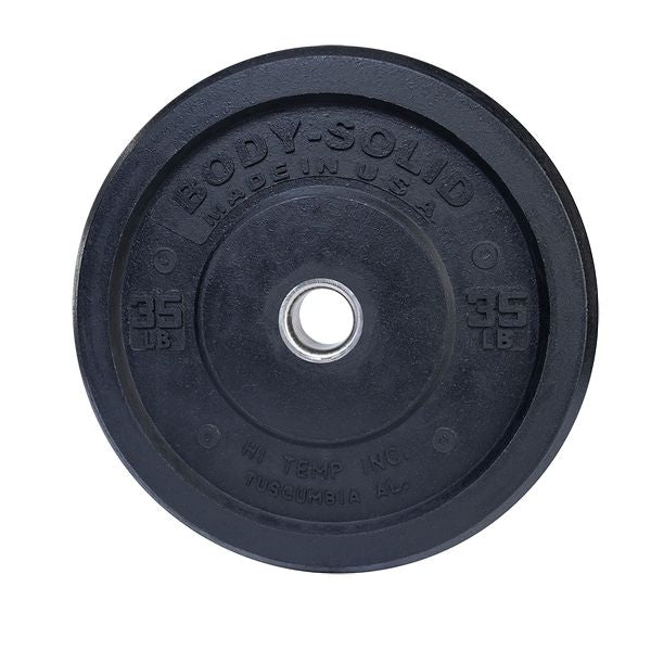 Body-Solid Premium Bumper Plates OBPH With Black Olympic Bar Set Bumper Plates Body-Solid