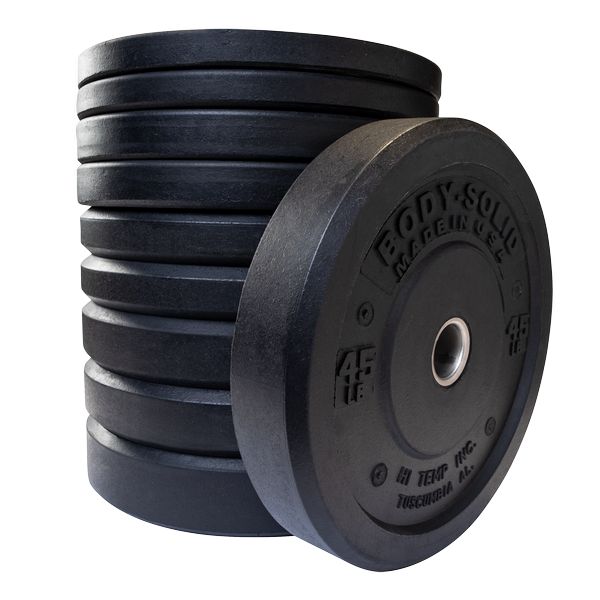 Body-Solid Premium Bumper Plates OBPH With Black Olympic Bar Set Bumper Plates Body-Solid 350 lb Set Yes
