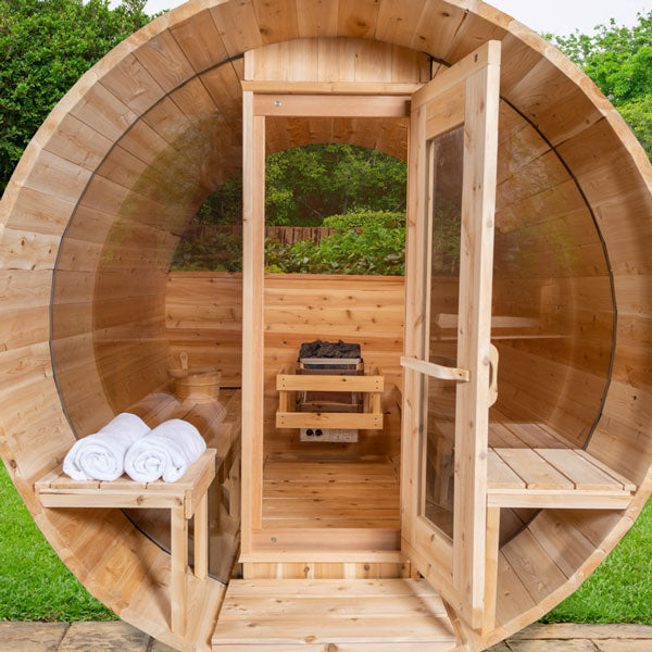 Dundalk Serenity MP Barrel Outdoor 4 person Sauna Outdoor Sauna Dundalk LeisureCraft