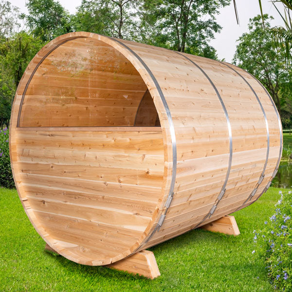 Dundalk Serenity MP Barrel Outdoor 4 person Sauna Outdoor Sauna Dundalk LeisureCraft