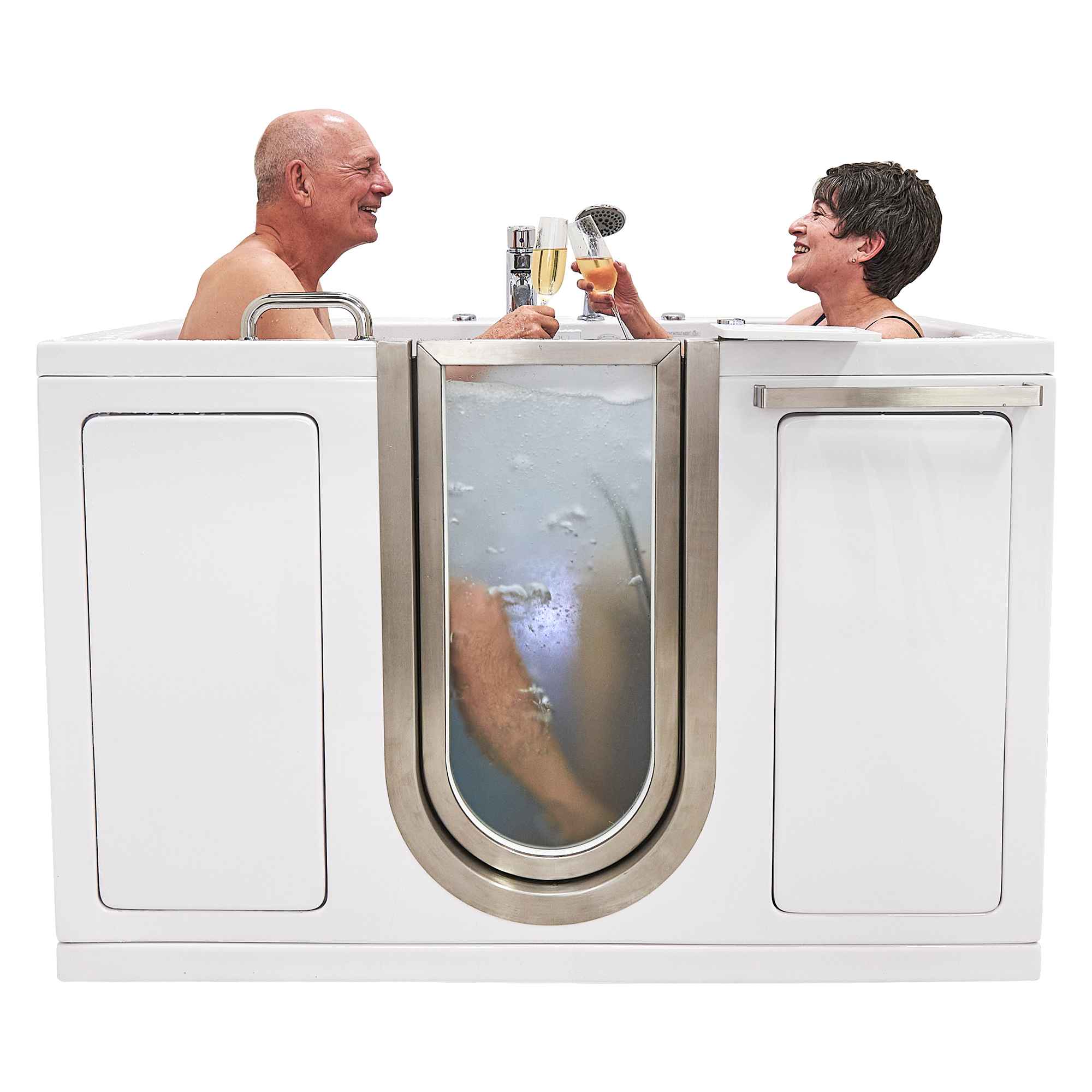 Ella Companion 32"x60" Air + Hydro Massage w/ Independent Foot Massage Acrylic Two Seat Walk-In-Bathtub, Inward Swing Door Bath Tub Ella's Bubbles
