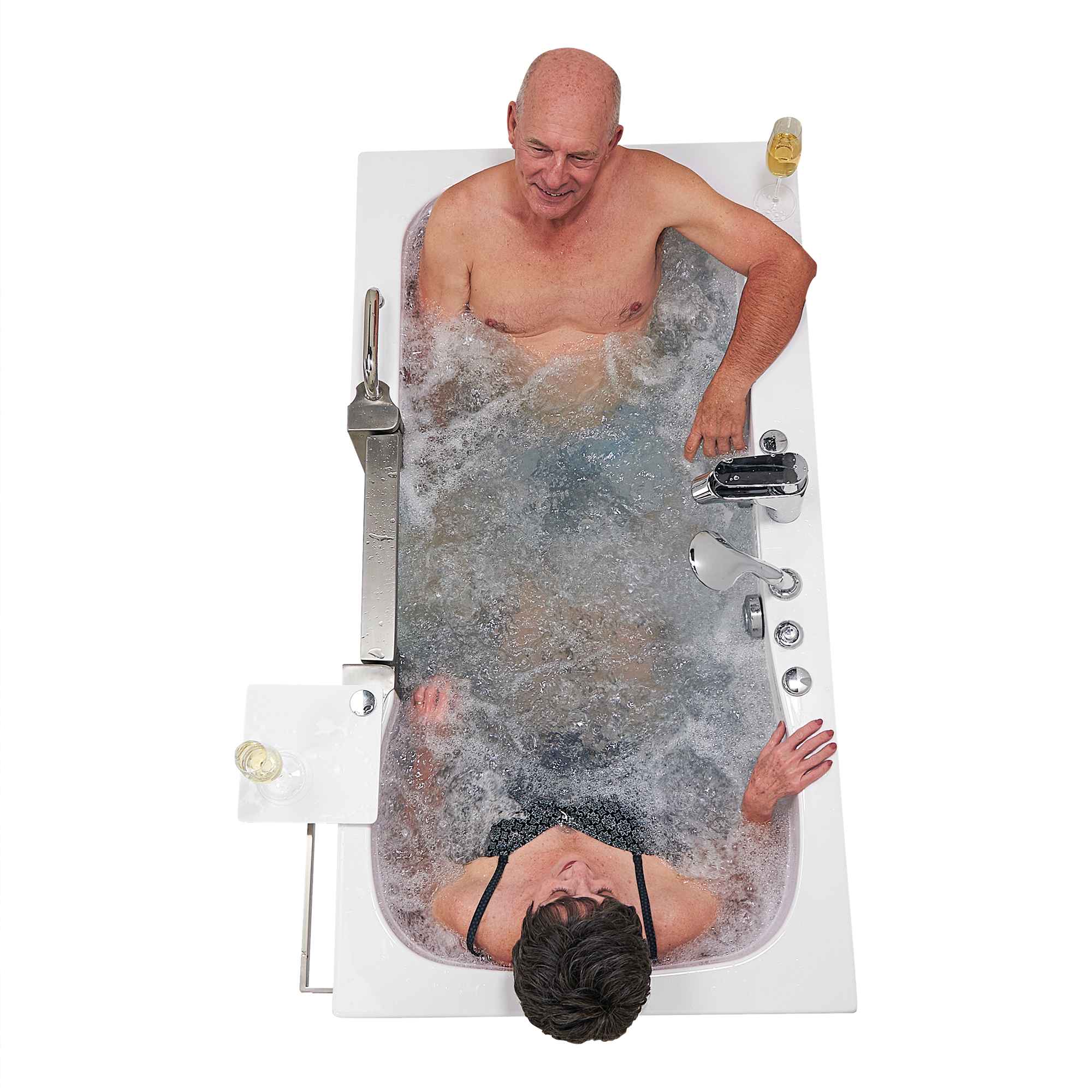 Ella Companion 32"x60" Air + Hydro Massage w/ Independent Foot Massage Acrylic Two Seat Walk-In-Bathtub, Inward Swing Door Bath Tub Ella's Bubbles