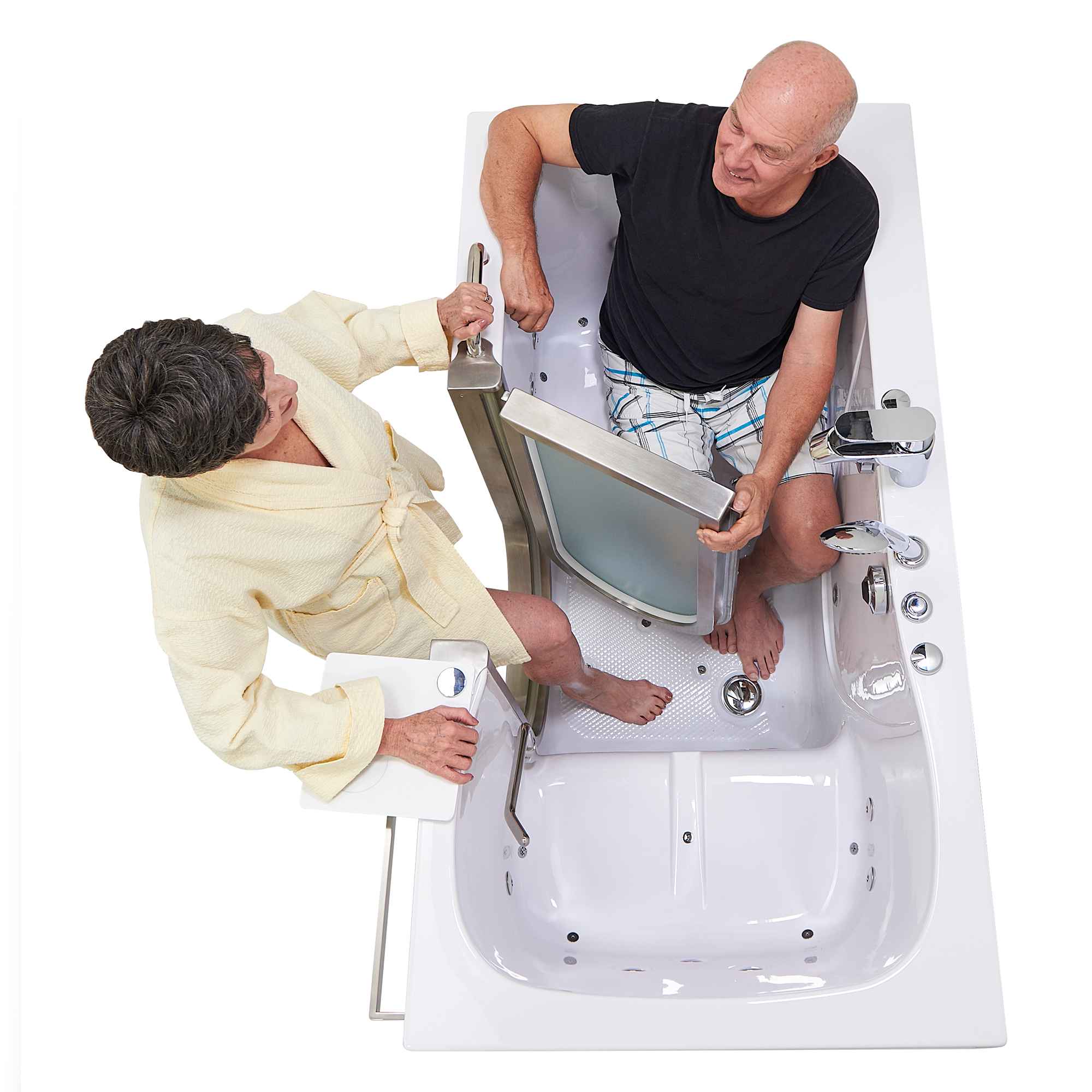 Ella Companion 32"x60" Air + Hydro Massage w/ Independent Foot Massage Acrylic Two Seat Walk-In-Bathtub, Inward Swing Door Bath Tub Ella's Bubbles
