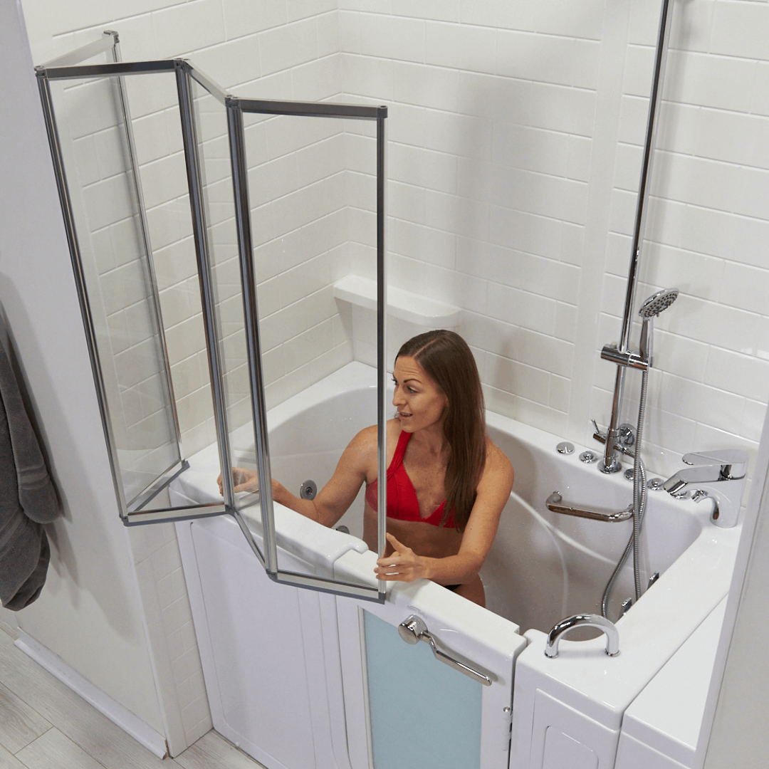 Ella's Bubbles 4-Fold Tempered Glass Shower Bath Screen for Walk-In Tubs Bath Tub Ella's Bubbles