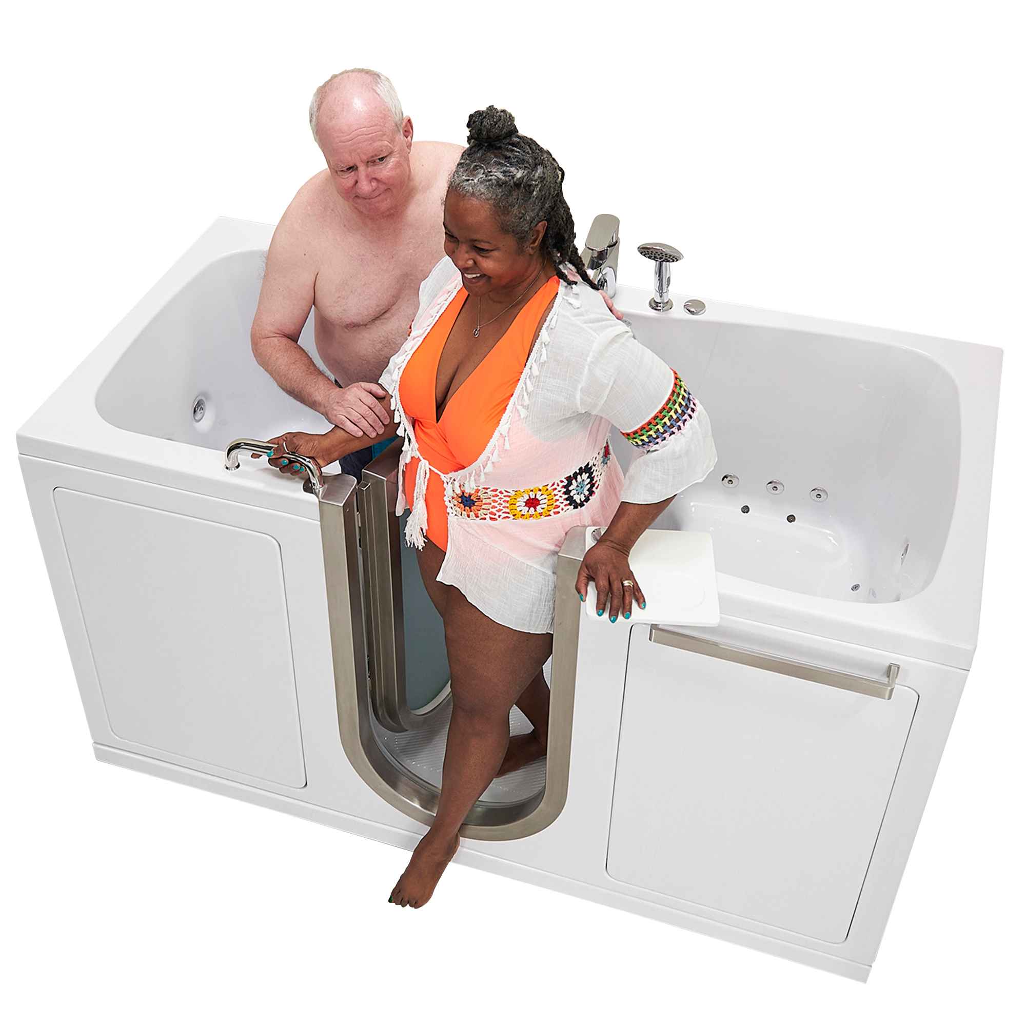 Ella Escape 36"x72" Two Seat Walk in Bathtub, Air + Hydro + Independent Foot Massage Bath Tub Ella's Bubbles