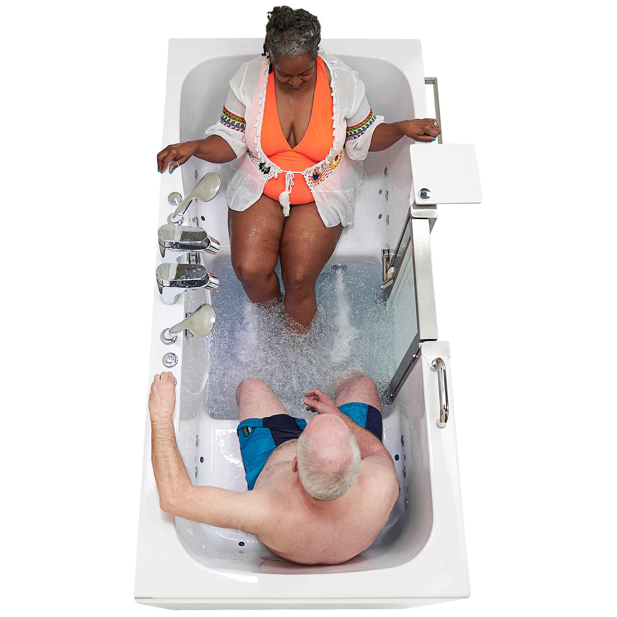 Ella Escape 36"x72" Two Seat Walk in Bathtub, Air + Hydro + Independent Foot Massage Bath Tub Ella's Bubbles