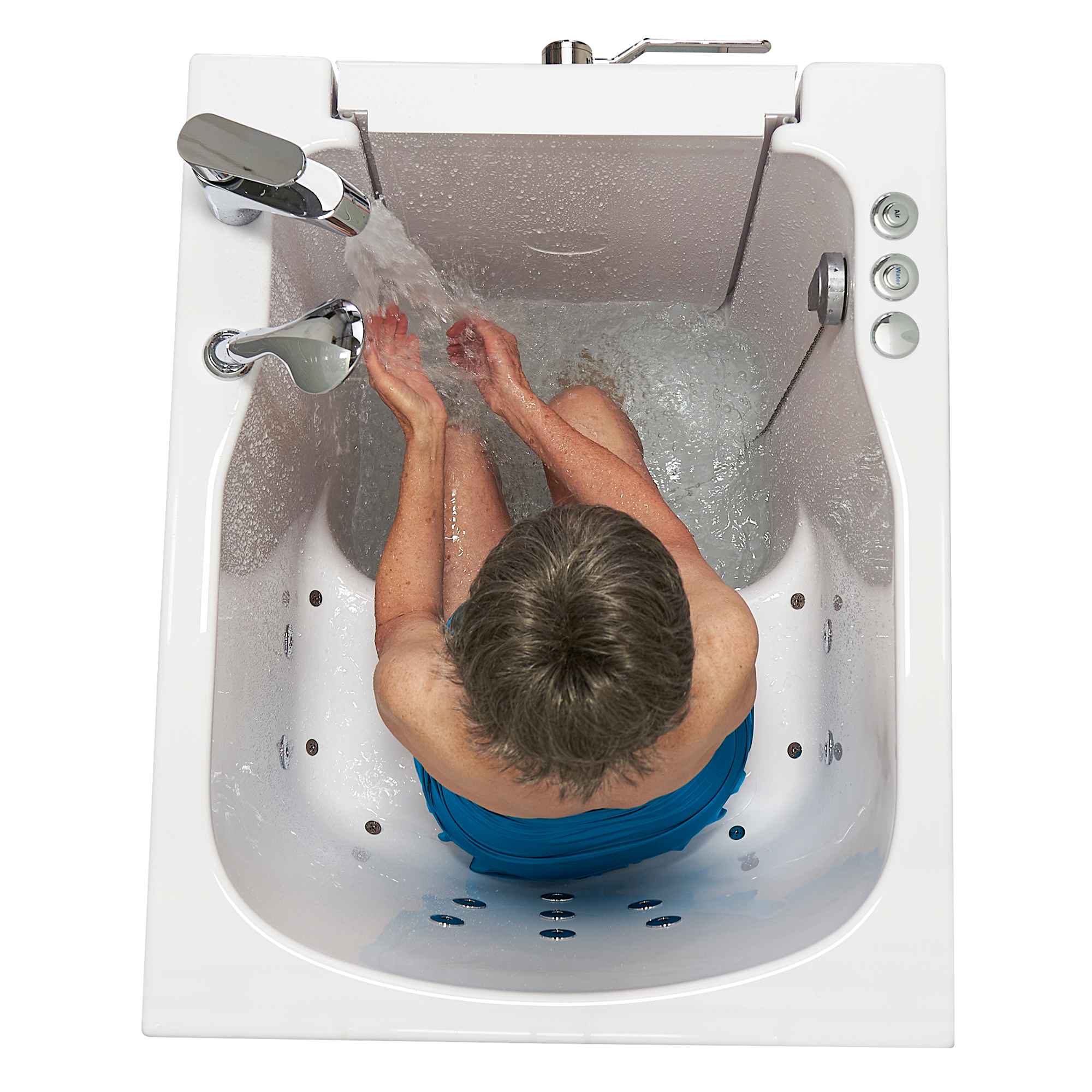 Ella Front Entry 32"x40" Acrylic Air and Hydro Massage Walk-In Bathtub with Outward Swing Door, 2 Piece Fast Fill Faucet, 2" Drain Bath Tub Ella's Bubbles