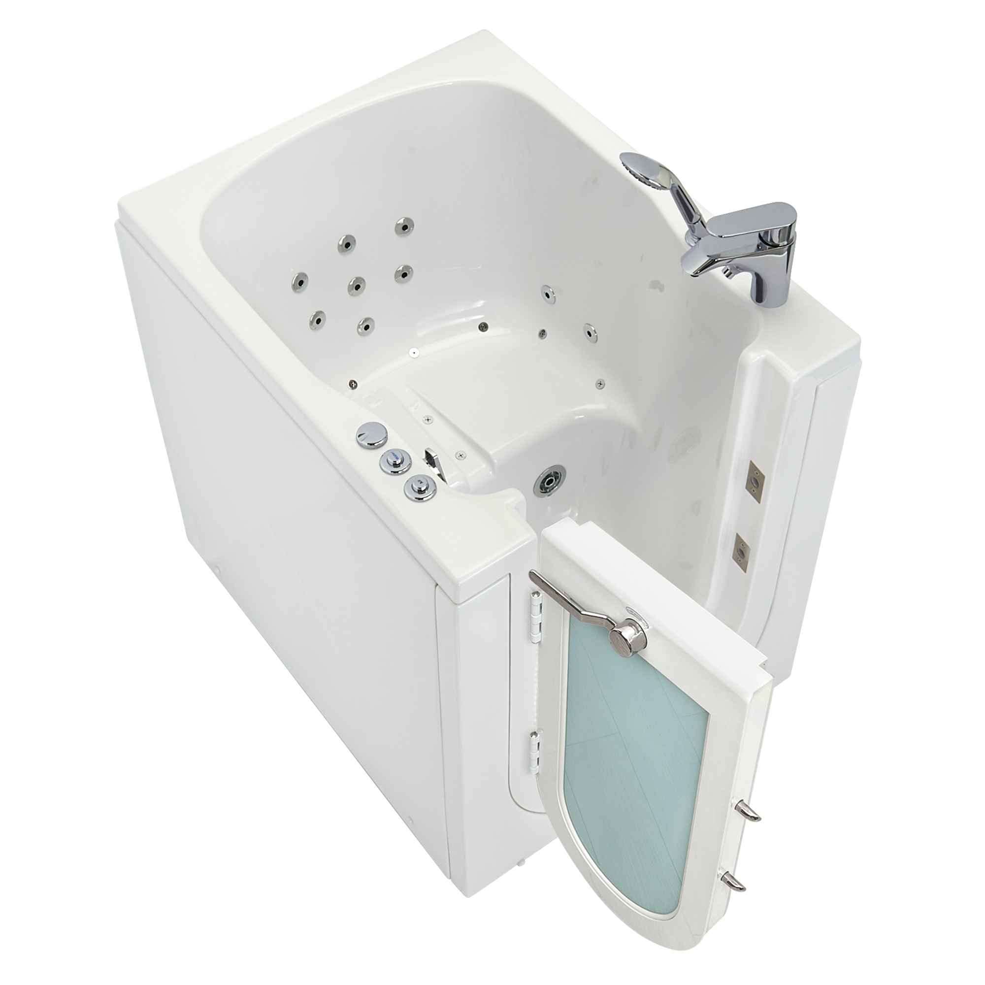 Ella Front Entry 32"x40" Acrylic Air and Hydro Massage Walk-In Bathtub with Outward Swing Door, 2 Piece Fast Fill Faucet, 2" Drain Bath Tub Ella's Bubbles
