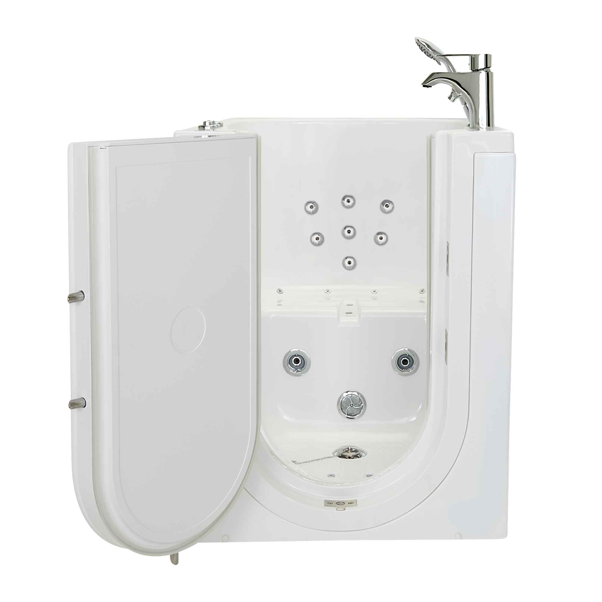 Ella Front Entry 32"x40" Acrylic Air and Hydro Massage Walk-In Bathtub with Outward Swing Door, 2 Piece Fast Fill Faucet, 2"  Drain Bath Tub Ella's Bubbles