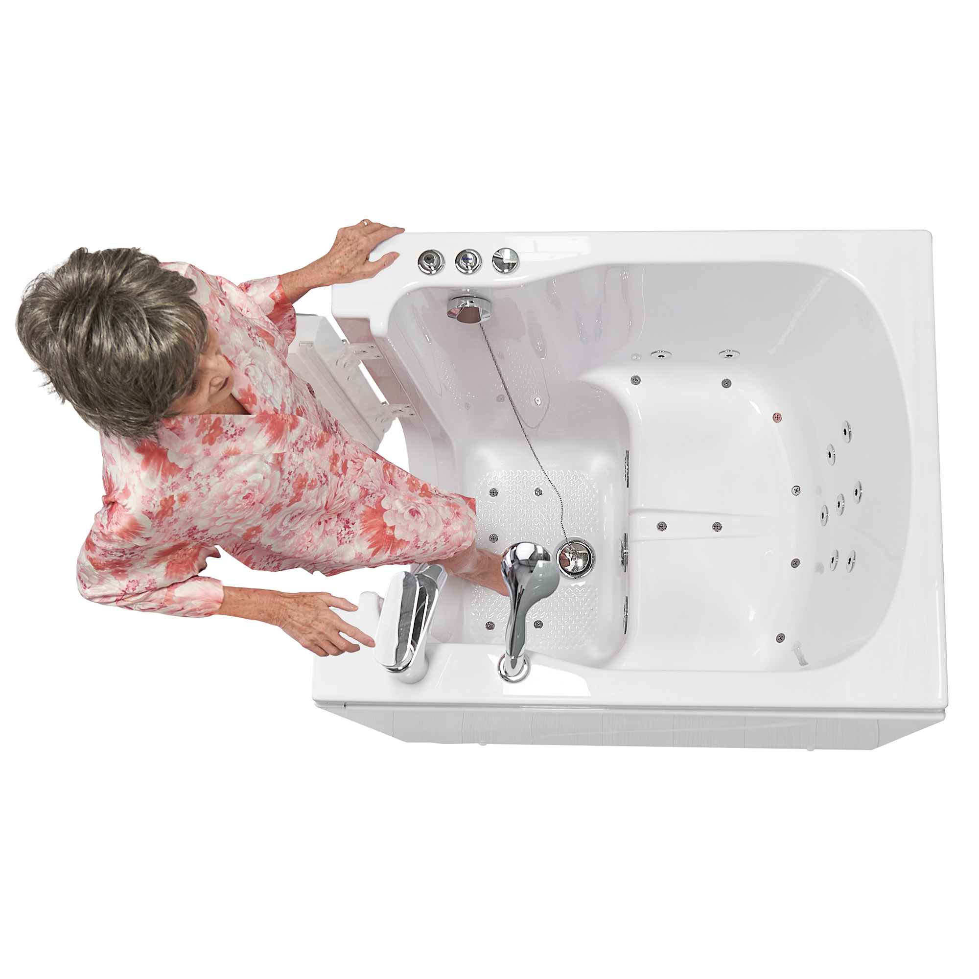Ella Front Entry 32"x40" Acrylic Air and Hydro Massage Walk-In Bathtub with Outward Swing Door, 2 Piece Fast Fill Faucet, 2" Drain Bath Tub Ella's Bubbles