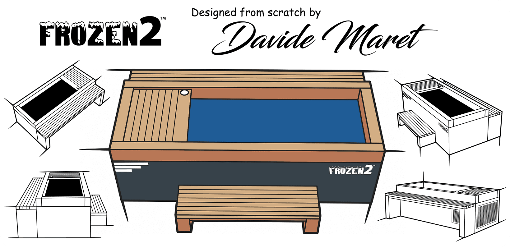 Medical Breakthrough Frozen 2 Cold Plunge Indoor/Outdoor Tub with Bar Counter and Heavy Duty Step Cold Plunge Tubs Medical Breakthrough