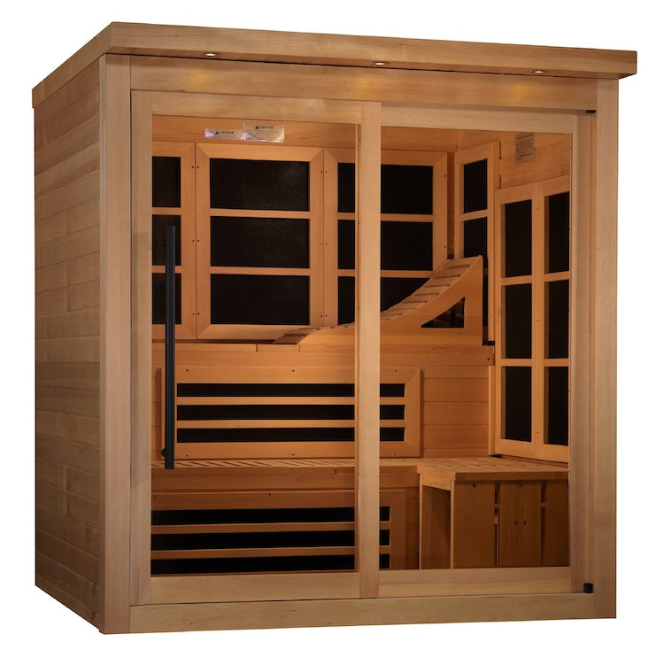 Golden Designs Monaco Limited Edition 6-person PureTechâ„¢ Near Zero EMF (Under 2MG) FAR Infrared Sauna Saunas Golden Designs