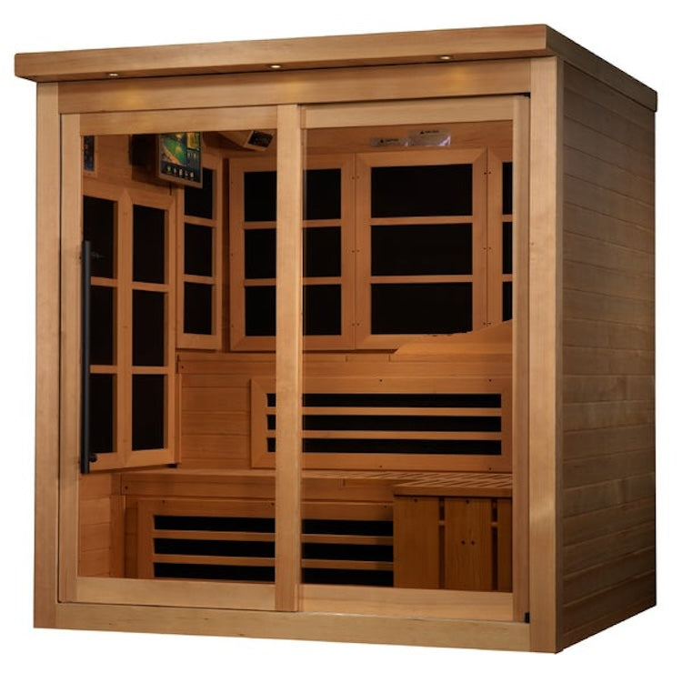 Golden Designs Monaco Limited Edition 6-person PureTechâ„¢ Near Zero EMF (Under 2MG) FAR Infrared Sauna Saunas Golden Designs