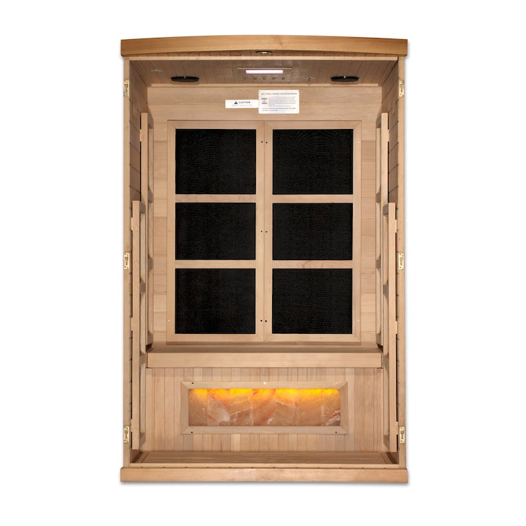Golden Designs 2-Person "Hotel Edition" Full Spectrum PureTech™ Near Zero EMF FAR Infrared Sauna with Himalayan Salt (Canadian Hemlock) Saunas Golden Designs