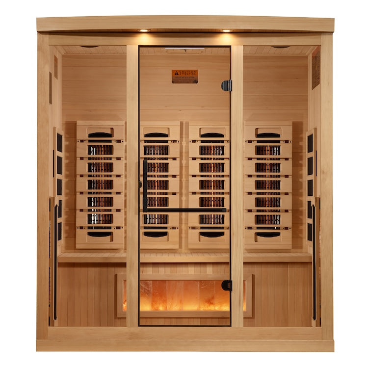 Golden Designs 4-Person Full Spectrum PureTech™ Near Zero EMF FAR Infrared Sauna with Himalayan Salt (Canadian Hemlock) Saunas Golden Designs