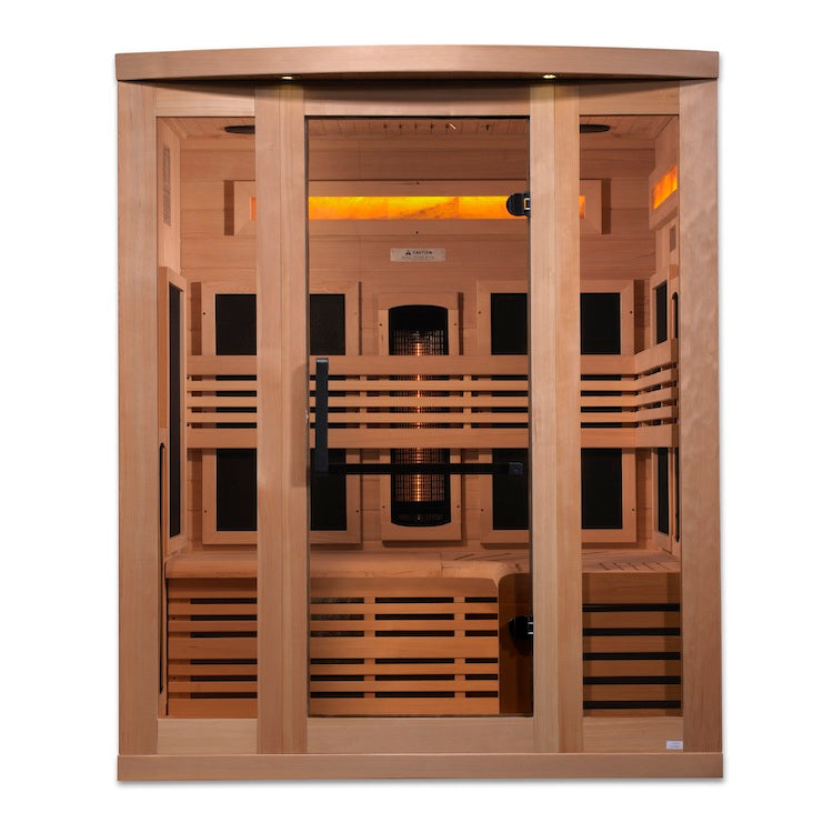 Golden Designs 3-Person Full Spectrum PureTech™ Near Zero EMF FAR Infrared Sauna with Himalayan Salt (Canadian Hemlock) Saunas Golden Designs