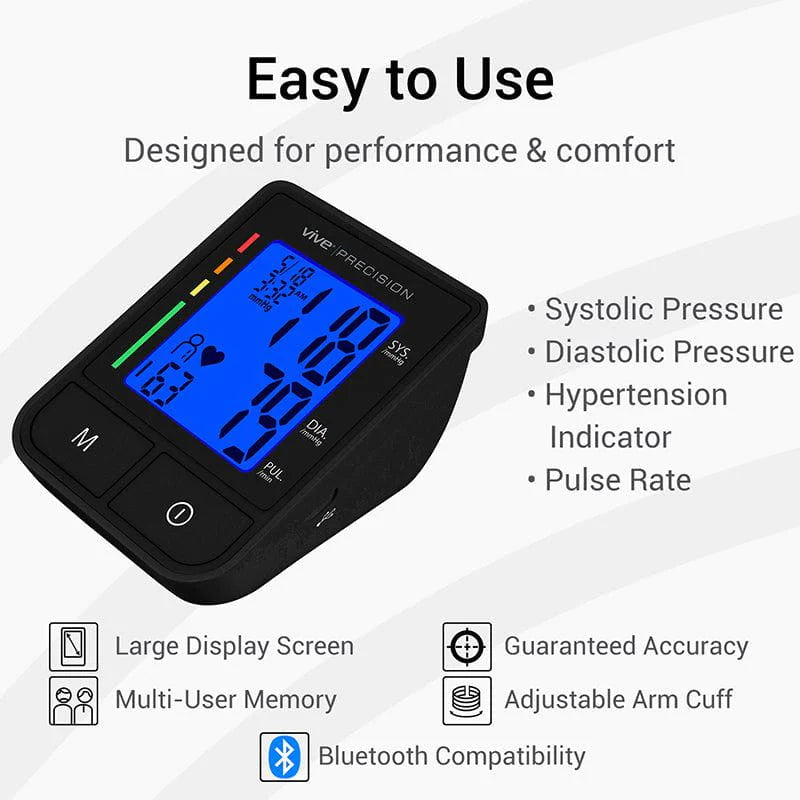Vive Health DMD1061BLK Compact Blood Pressure Monitor Digital Measuring Devices Vive Health