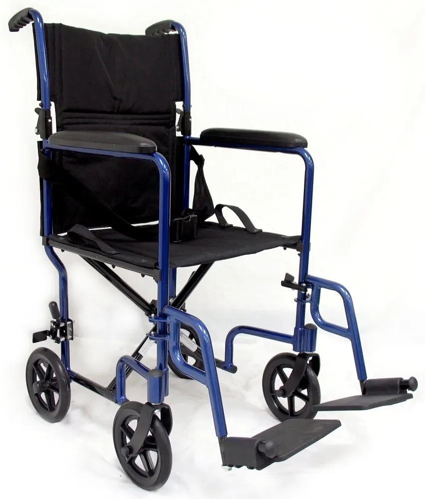 Karman LT-2017, LT-2019 Lightweight Transport Chair with Removable Footrest transport wheelchairs Karman Healthcare 17" Blue