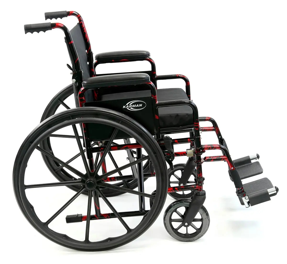 Karman LT-770Q Lightweight Wheelchair Red Streak with Quick Release Wheels Standard Wheelchairs Karman Healthcare