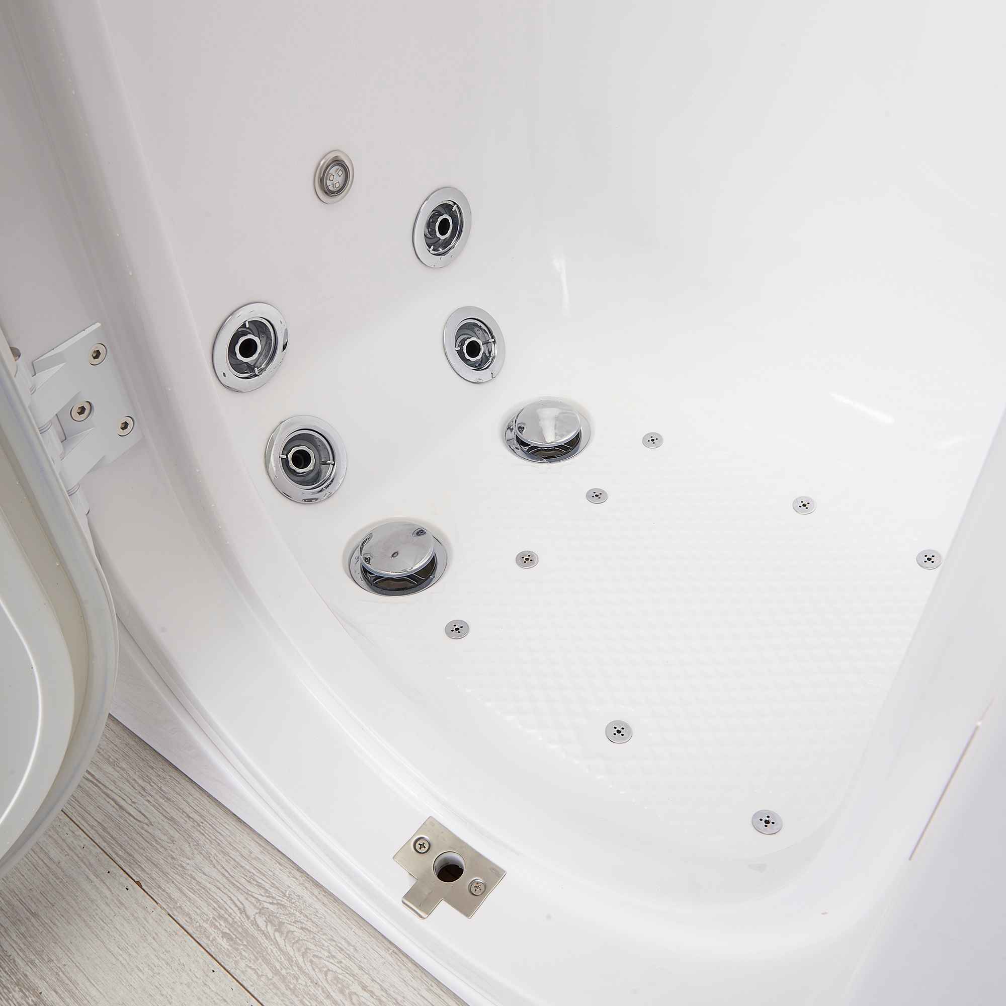 Ella Lounger 27"x60" Acrylic Air and Hydro Massage Walk-In Bathtub with Outward Swing Door, 2 Piece Fast Fill Faucet, 2" Dual Drain, Digital Controller Bath Tub Ella's Bubbles
