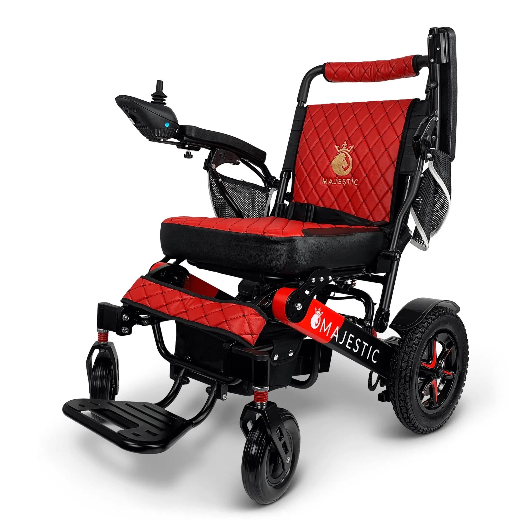 ComfyGo Majestic IQ-7000 AF Auto Folding Remote Controlled Electric Wheelchair Electric Wheelchair ComfyGo Black & Red Red Up To 13 Miles - 12AH Battery