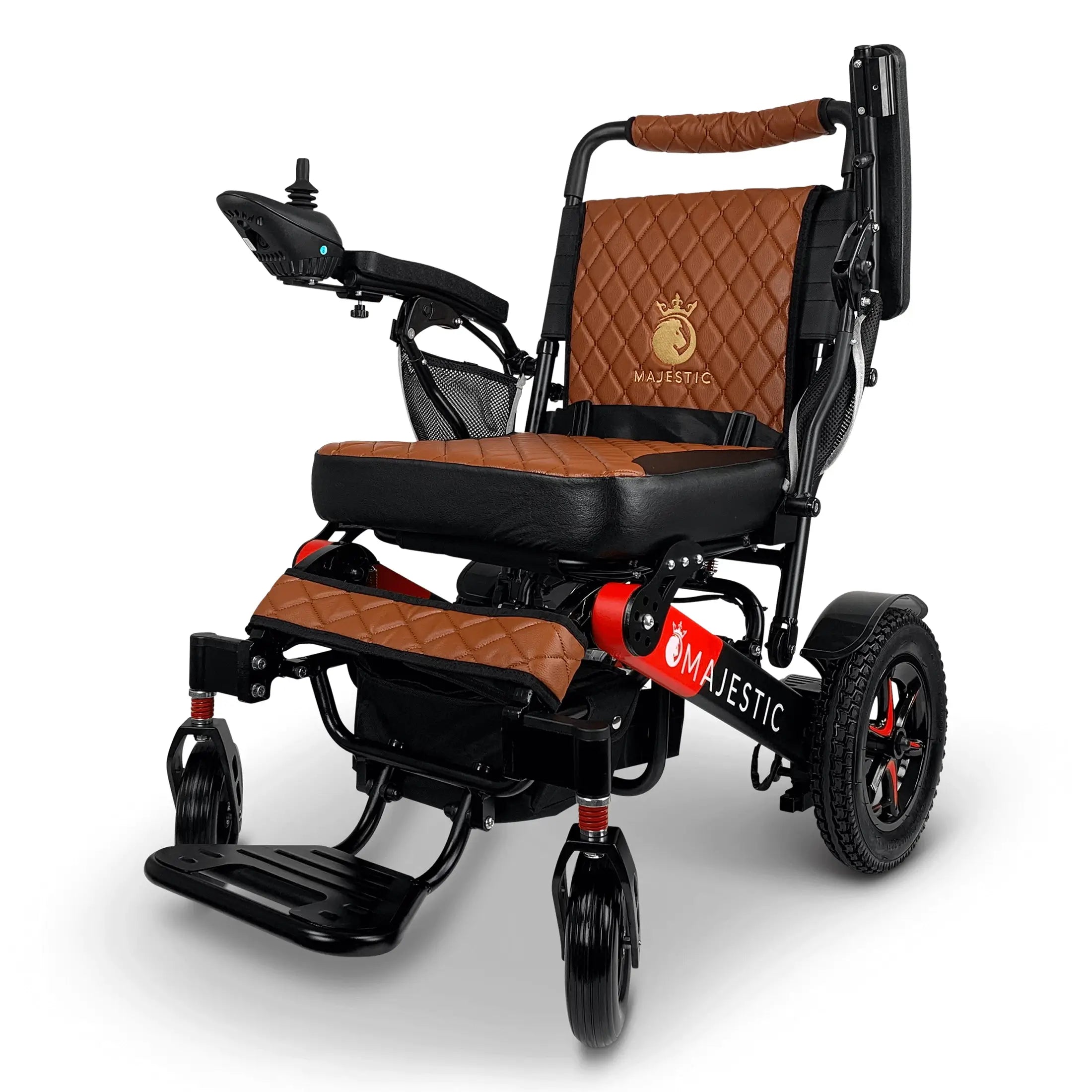 ComfyGo Majestic IQ-7000 Manual Folding Remote Controlled Electric Wheelchair Electric Wheelchair ComfyGo Black & Red Taba Up To 13 Miles - 12AH Battery