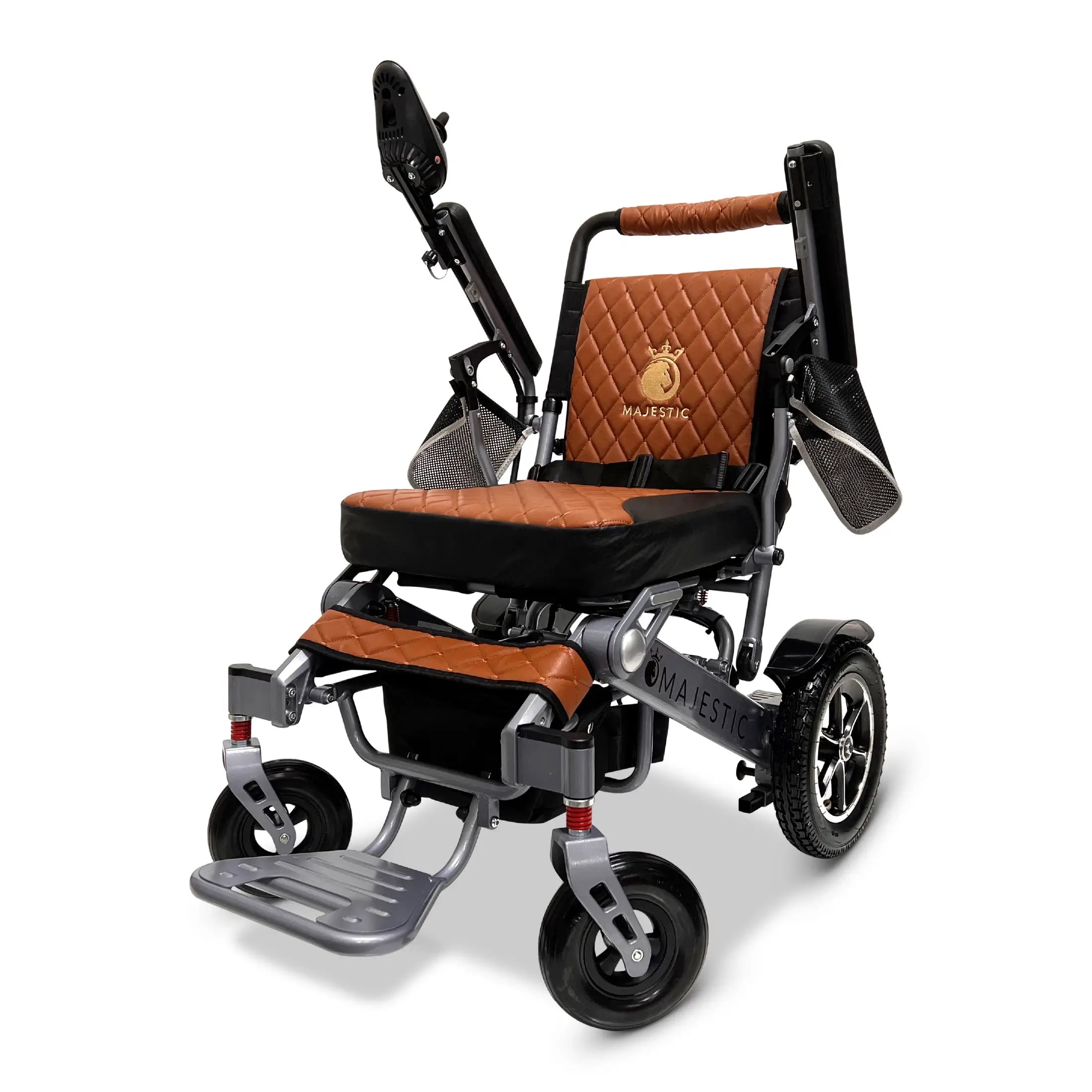 ComfyGo Majestic IQ-7000 Manual Folding Remote Controlled Electric Wheelchair Electric Wheelchair ComfyGo Silver Taba Up To 13 Miles - 12AH Battery