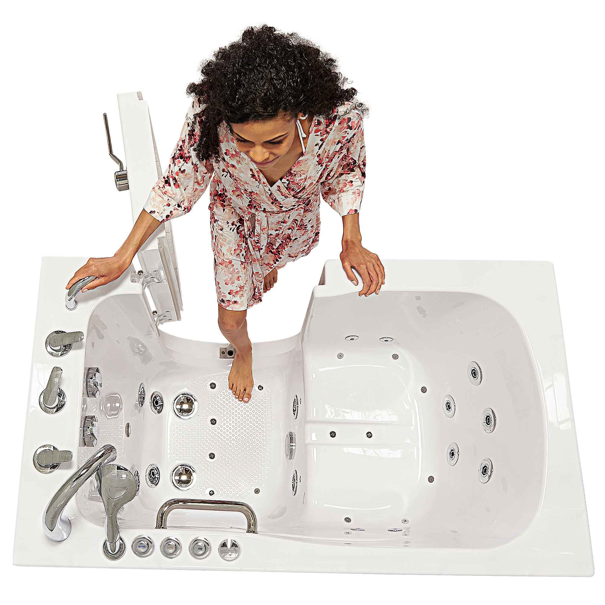Ella Monaco 32"x52" Acrylic Air and Hydro Massage Walk-In Bathtub with Outward Swing Door, 5 Piece Fast Fill Faucet, 2" Dual Drain Bath Tub Ella's Bubbles