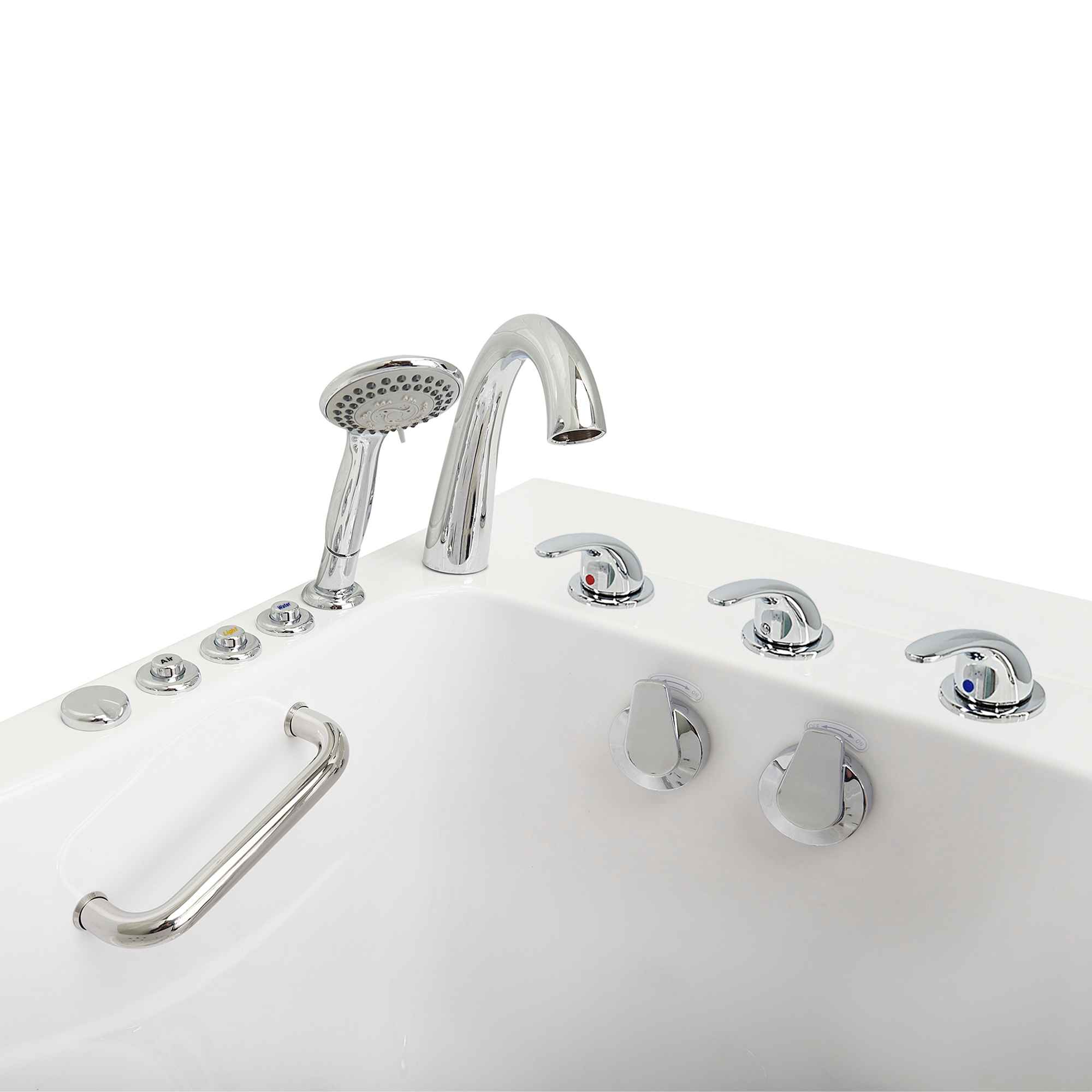 Ella Monaco 32"x52" Acrylic Air and Hydro Massage Walk-In Bathtub with Outward Swing Door, 5 Piece Fast Fill Faucet, 2" Dual Drain Bath Tub Ella's Bubbles